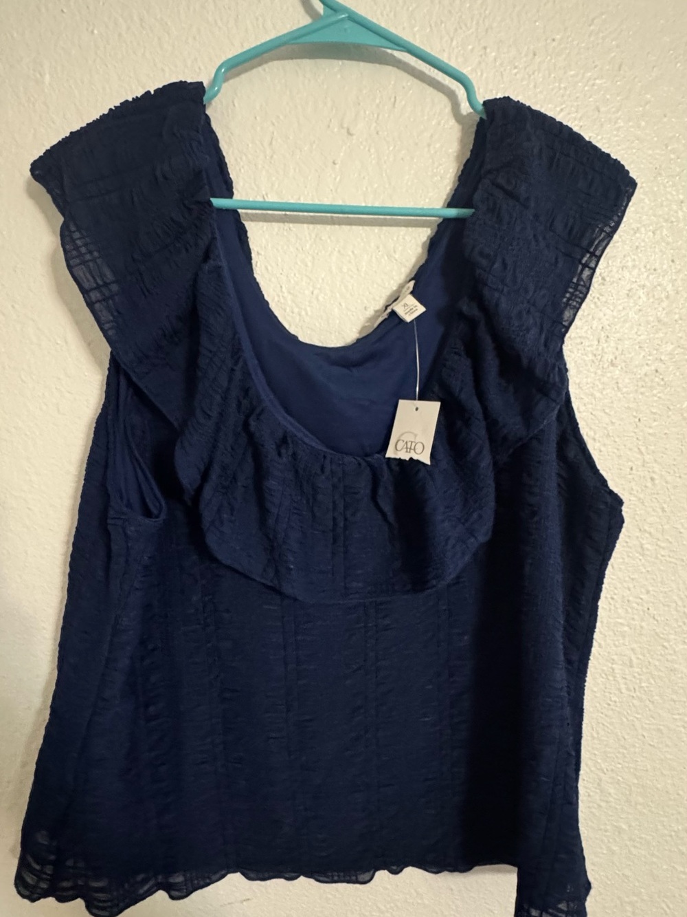 Cato Navy Ruffle Tank Top